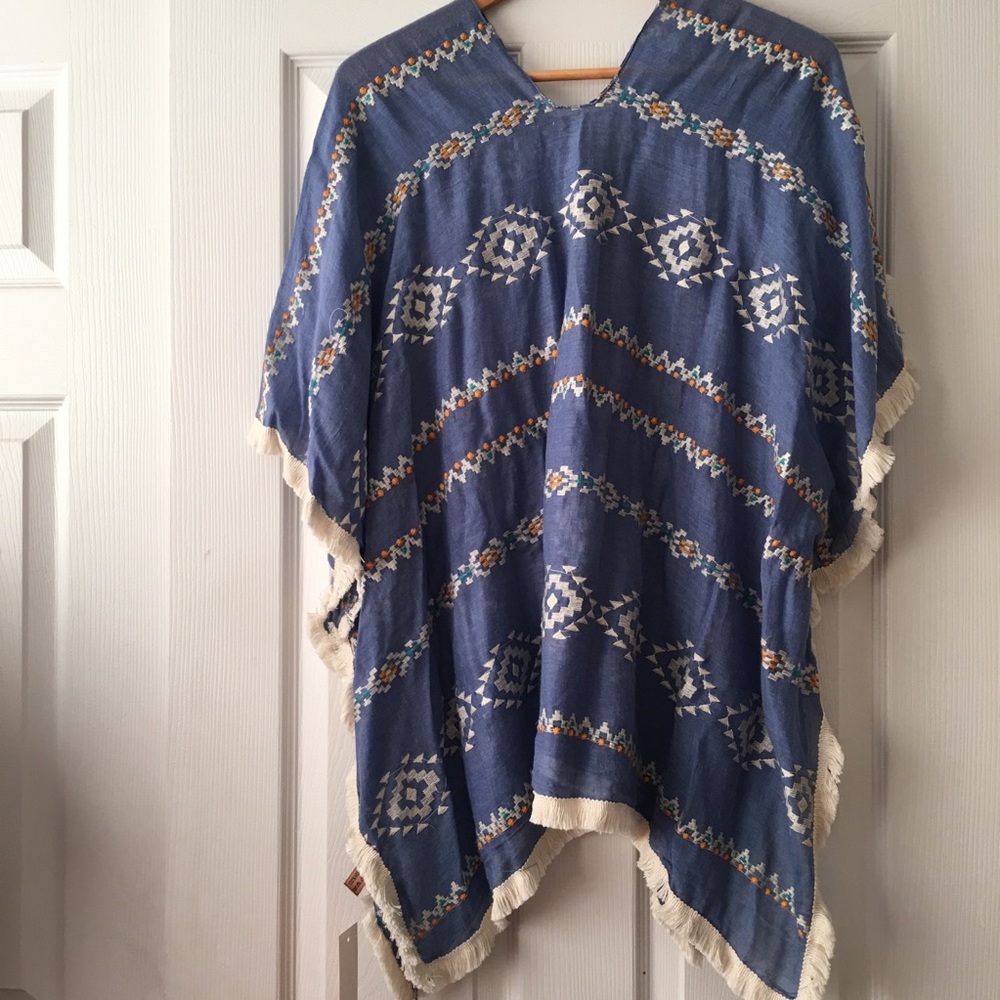 Love of Fashion Poncho Light Denim Look One Size